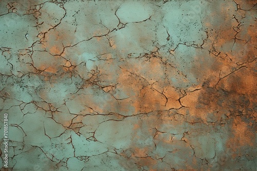 Seamless copper patina colored broken and cracked grunge background texture © Ahtesham