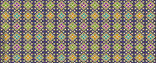 Seamless pattern in patchwork style. Embroidered print for carpet, textile, wallpaper, wrapping paper. Ethnic and tribal motifs. Handwork. textile design illustration.
