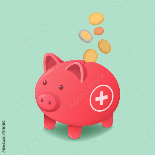 Coins falling inside a piggy bank: emergency fund