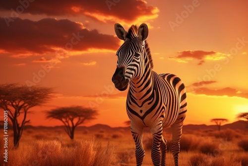 zebra at sunset with best place