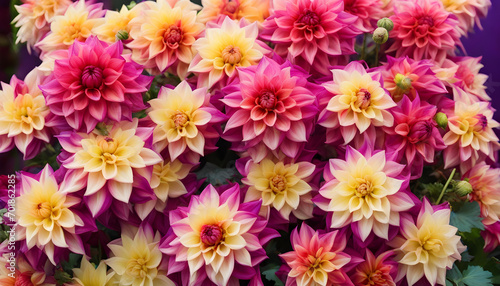 Closeup of a Bouquet of vibrant dahlia flowers  © Mr Ali
