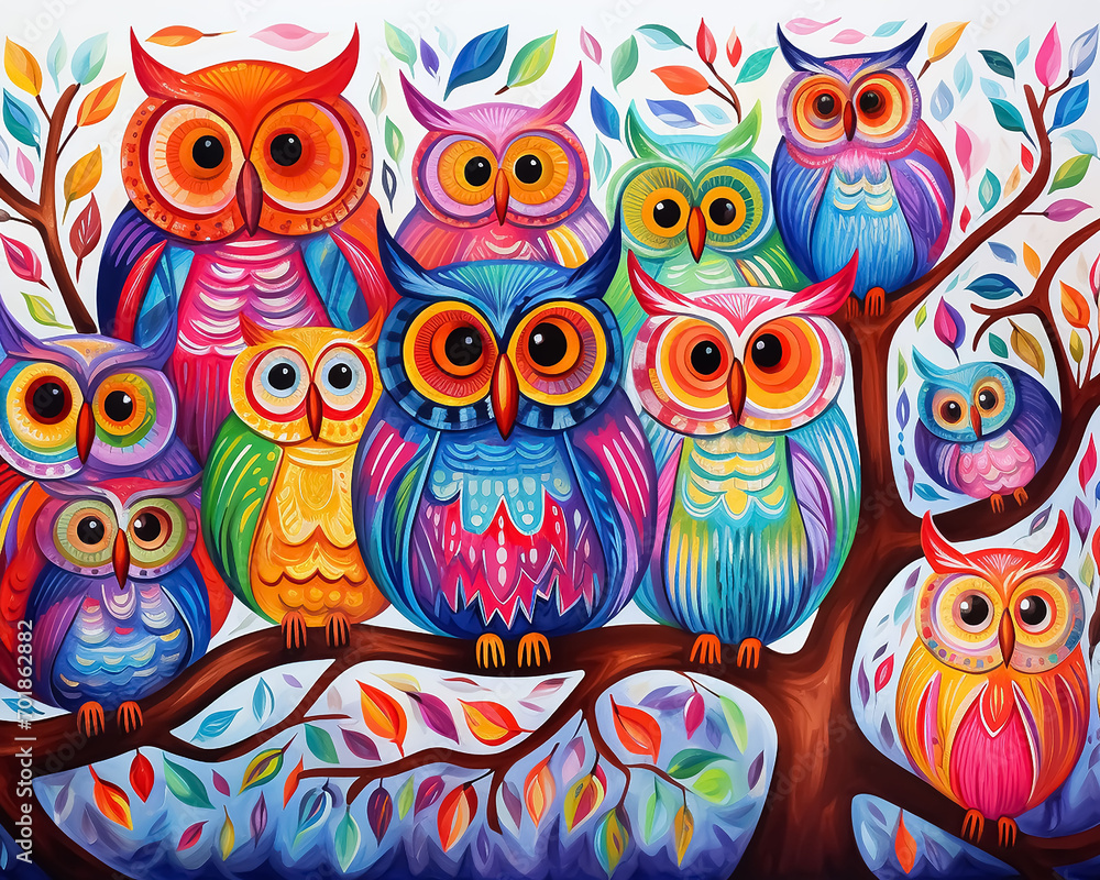 Naklejka premium seamless pattern with owls