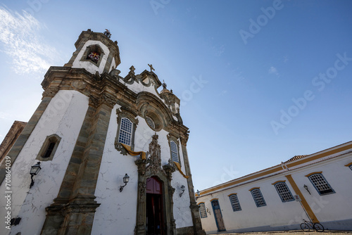 Facade of Church of Our Lady Of Carmel (Igreja Nossa Senhora do Carmo), located in Sao Joao Del Rey, Minas Gerais, Brazil photo