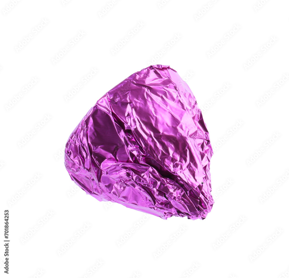 Fototapeta premium Tasty candy in violet wrapper isolated on white