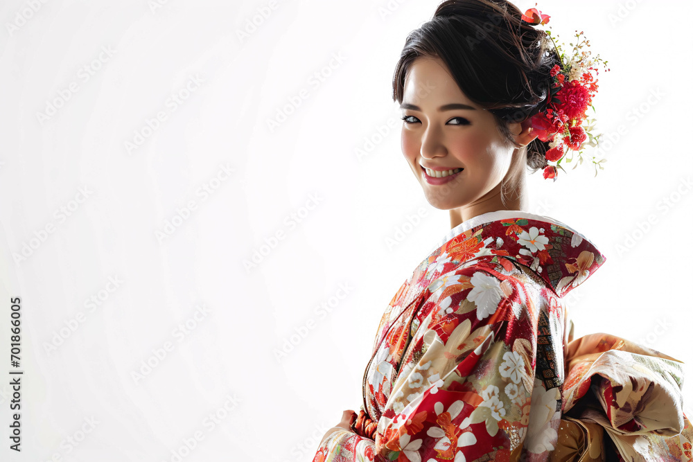 Obraz premium portrait of a Japanese woman, Young Woman in Japanese Kimono