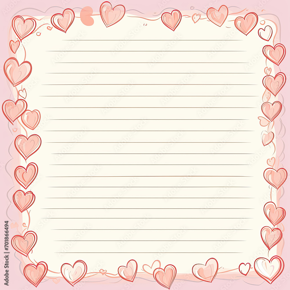 Notepad Vector illustration Love romantic sticker on wall. Valentine greeting card, wedding