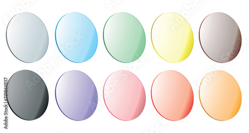 Set of colored lenses round eyeglass lenses vector illustration