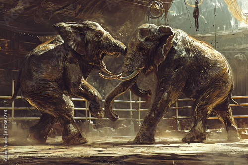illustration of a fighting elephant © imur