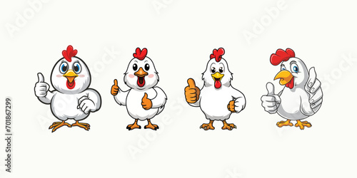 set of vector chicken giving thumbs up illustration