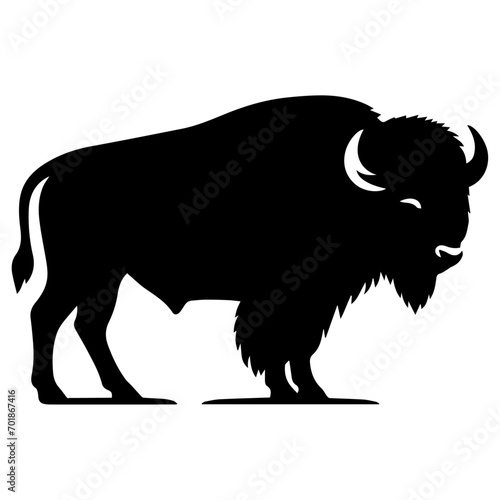 minimal buffalo vector silhouette, black color silhouette, white background
