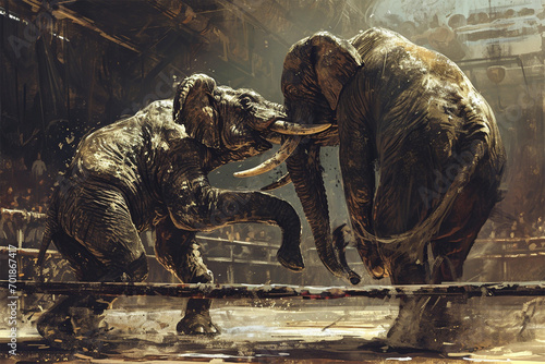 illustration of a fighting elephant photo