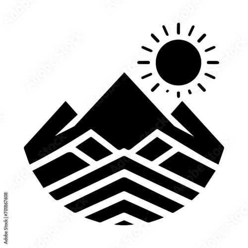 Mountain icon vector silhouette  mountain with tree vector silhouette