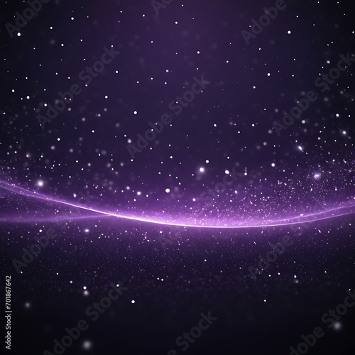A dark purple background adorned with light waves, shimmering stars, and dots, evokes a dreamy and otherworldly atmosphere.