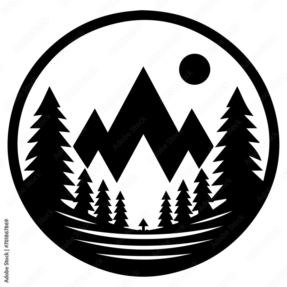 Obraz premium Mountain logo vector silhouette, mountain vector silhouette
