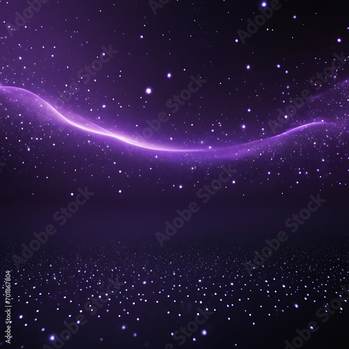 A dark purple background adorned with light waves, shimmering stars, and dots, evokes a dreamy and otherworldly atmosphere.