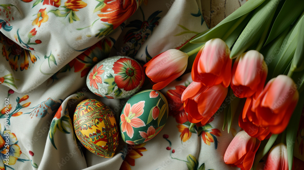 colorful easter eggs on solid background