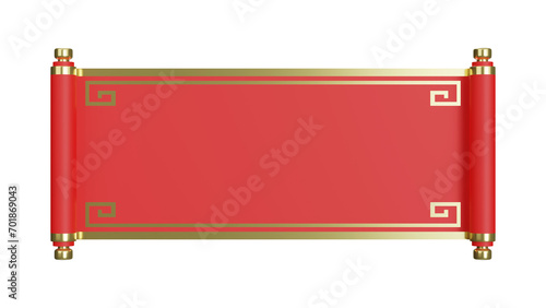 Red Chinese papaer scroll, 3D render illustration	
