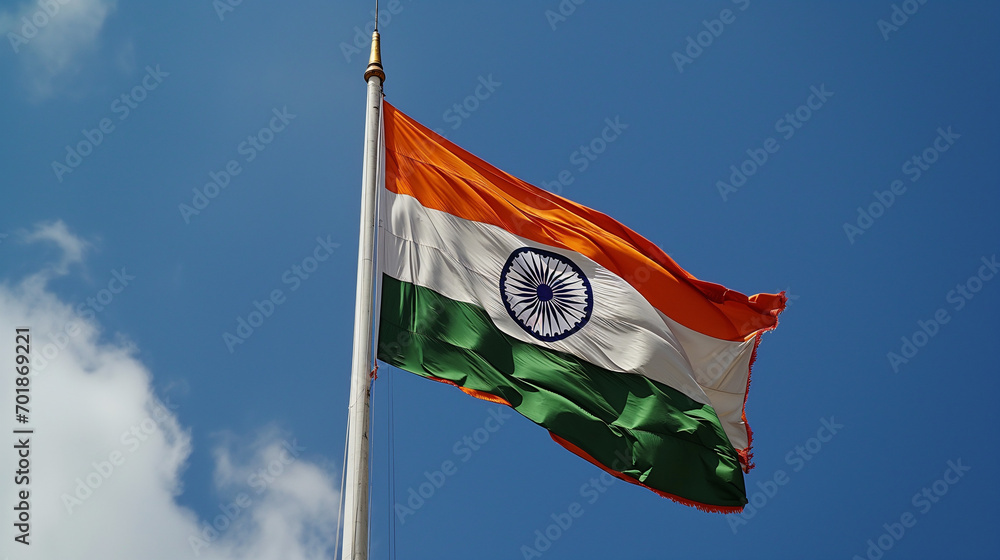 Obraz premium India flag on the wind