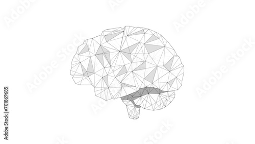 Low poly, Digital Brain. Artificial intelligence, neural network, technology background image. Abstract vector image of a human Brain. Low Polygonal. Lines and dots