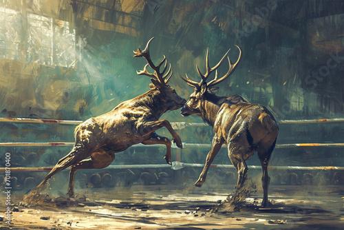 illustration of a fighting deer photo