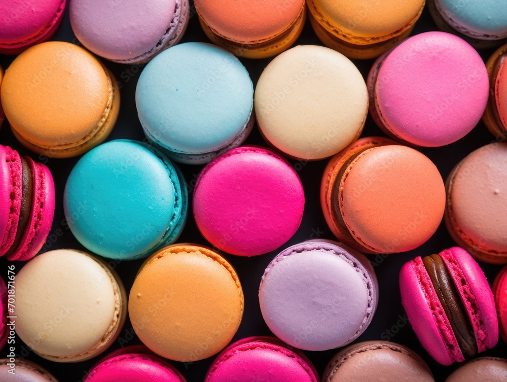 Macaroon background top view vibrant colors Macaroon background top view vibrant colors