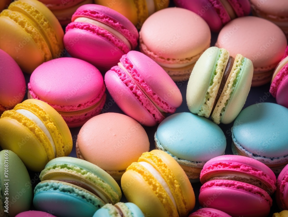 Macaroon background top view vibrant colors Macaroon background top view vibrant colors