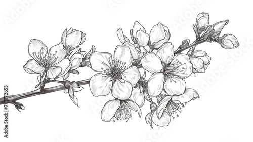 cherry blossom hand drawn botanical illustration  sketch for your design