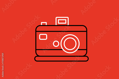 photo camera illustration in flat style design. Vector illustration.	