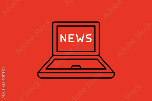 watching news from a laptop illustration in flat style design. Vector illustration. 