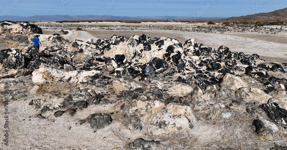 The Famous Obsidian Butte Area of Salton Sea, California, looking at the geological formations from Vulcanism