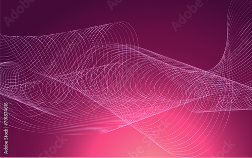 Abstract pink background with flowing line. Vector illustration