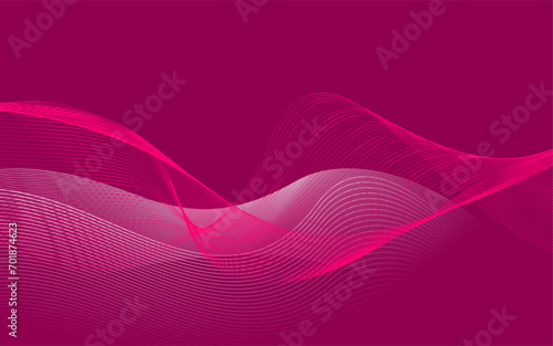 Abstract pink background with flowing line. Vector illustration