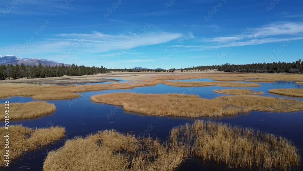 Marshall Lake Aerial Video with San Fransisco Mountain Views. Near Flagstaff Arizona, America, USA. Marshall Lake Aerial Video with San Fransisco Mountain Views. Near Flagstaff Arizona, America, USA.