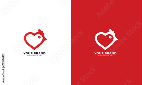 Love chicken logo, Vector graphic design