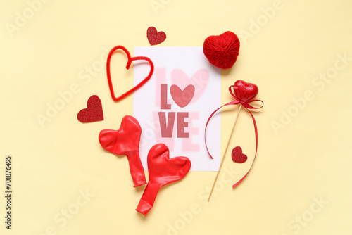Card with text LOVE and hea...