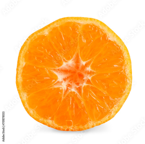 Half of fresh tangerine on white background