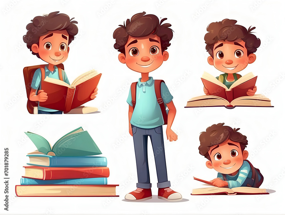 Education school book boy illustration vector read study character sheet Education school book boy illustration vector read study character sheet
