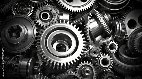 Machinery concept Set of various gears