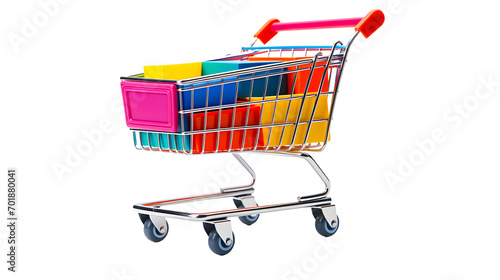 Shopping Cart Image, Transparent Retail Trolley, PNG Format, No Background, Isolated E-commerce Symbol, Consumer Convenience