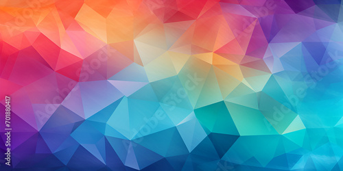 A colorful mosaic of triangles with a bright orange and red background. abstract background with low poly design  Vector colorful abstract rainbow varicolored background polygon  generative AI  