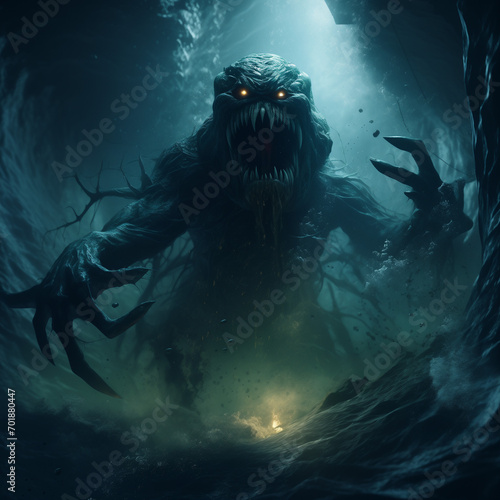alien monster in the deep of ocean