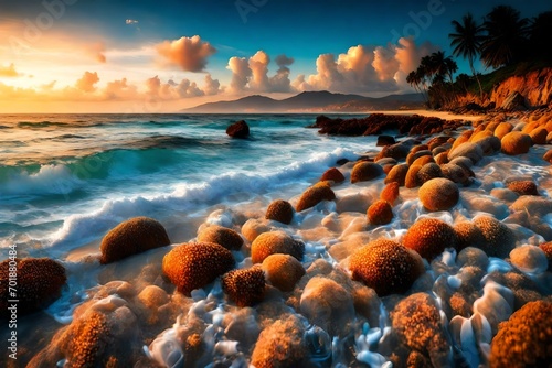 sunset over the beach Generated AI © asma