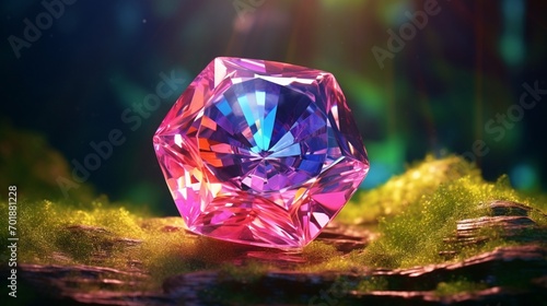 A stunning Poudretteite gemstone in a high-resolution 8K image  showcasing its vibrant pinkish-purple hue  intricate facets  and mesmerizing brilliance