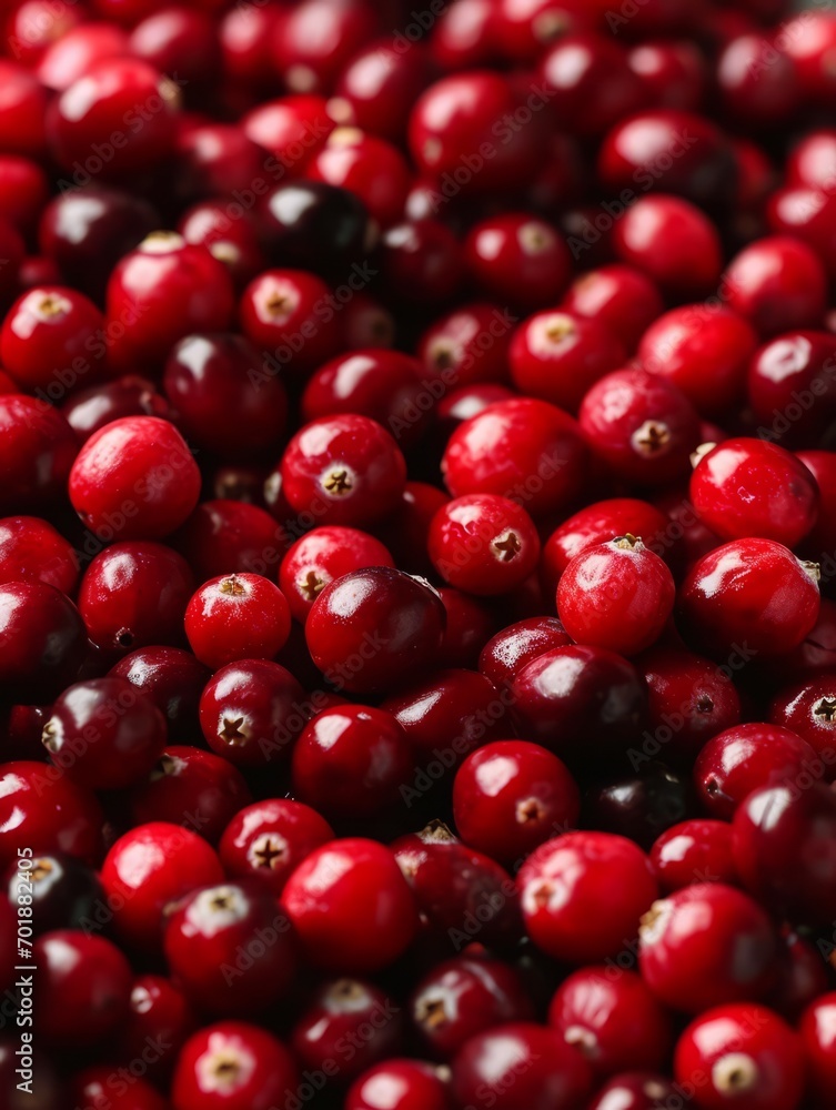 Dense cluster of glossy cranberries on a dark surface, with a rich red colour. Dense cluster of glossy cranberries on a dark surface, with a rich red colour.