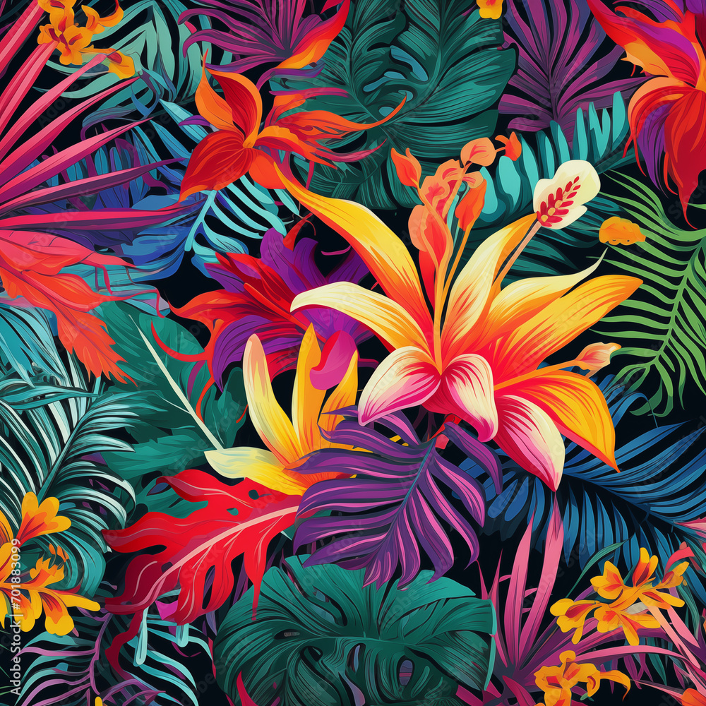 Tropical print, vector, AI generated art Tropical print, vector, AI generated art