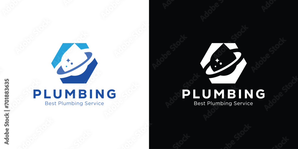 Creative Plumbing Service Logo. Silhouette Water Drop in Bolt Shape. Icon Symbol Vector Design Template. - obrazy, fototapety, plakaty 