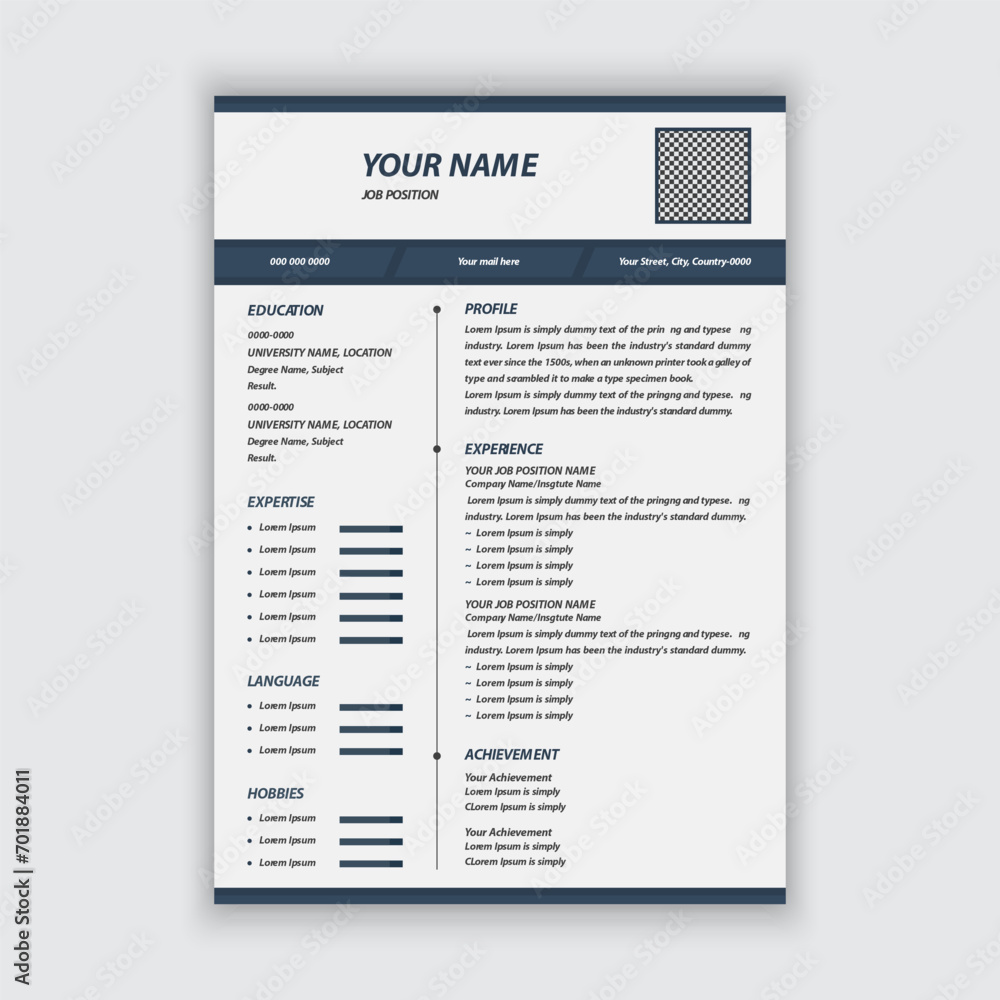 Minimal Modern Resume Template Design