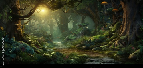 An enchanted forest theme 3D wall texture background © Lucifer