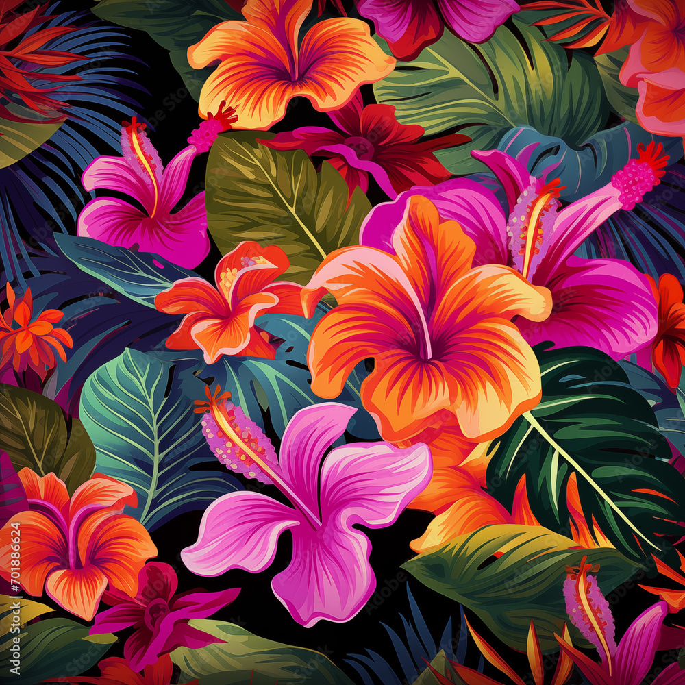 Tropical print, vector, AI generated art Tropical print, vector, AI generated art