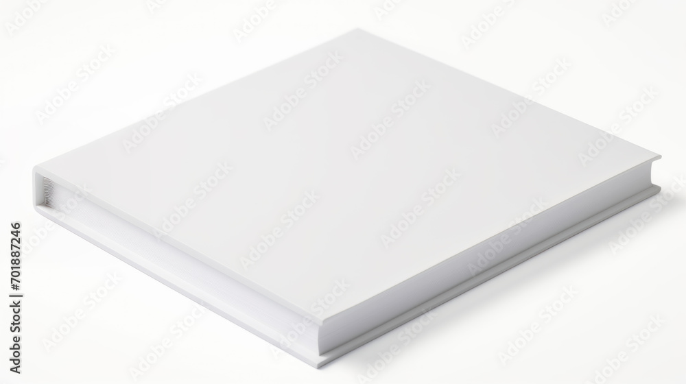 White book with blank cover lying on white surface